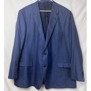 Turnberry Men's Size 52L Blue Wool/Silk Blend 2 Button Formal Suit Jacket